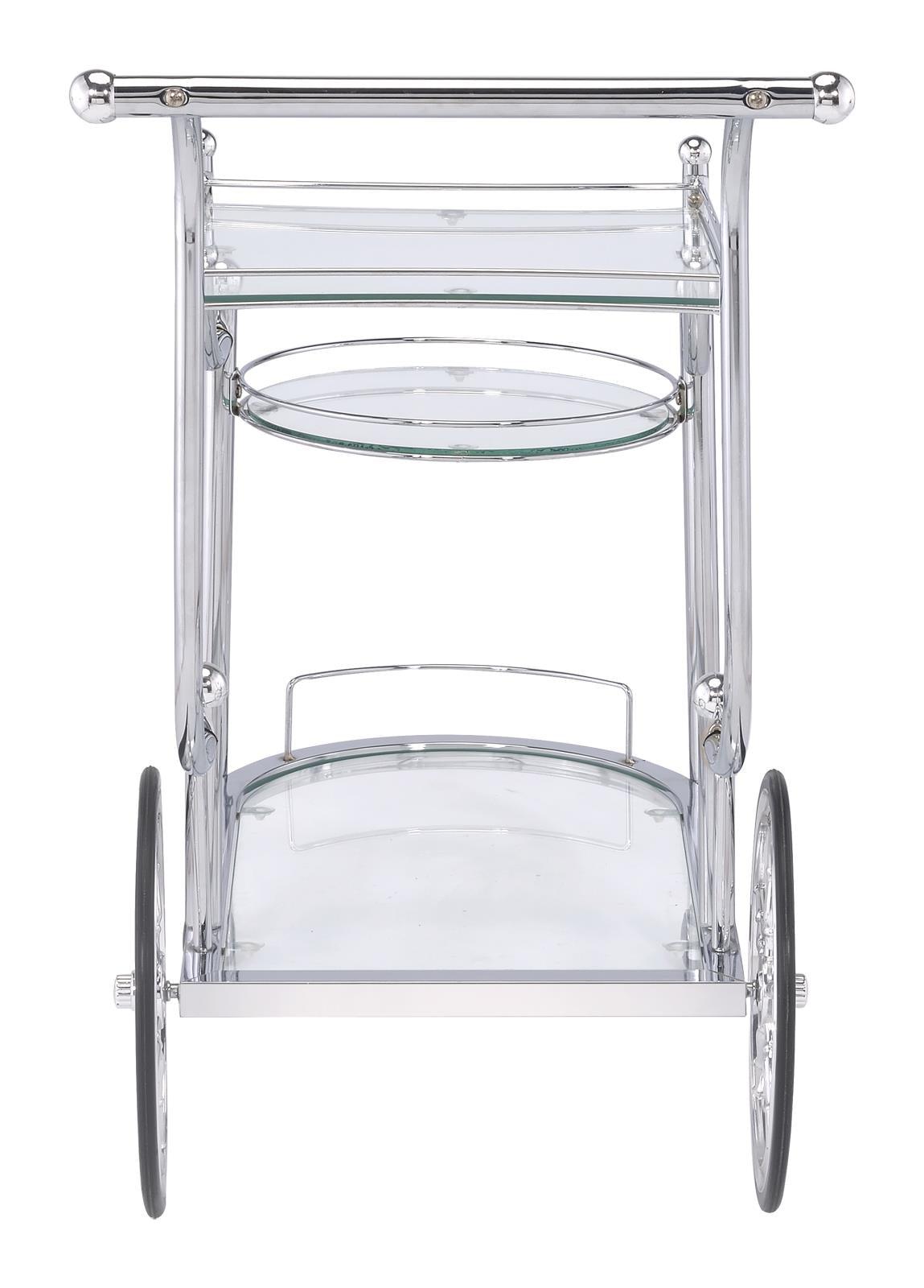 Sarandon Chrome and Clear 3-Tier Serving Cart by Coaster at Eve Furniture