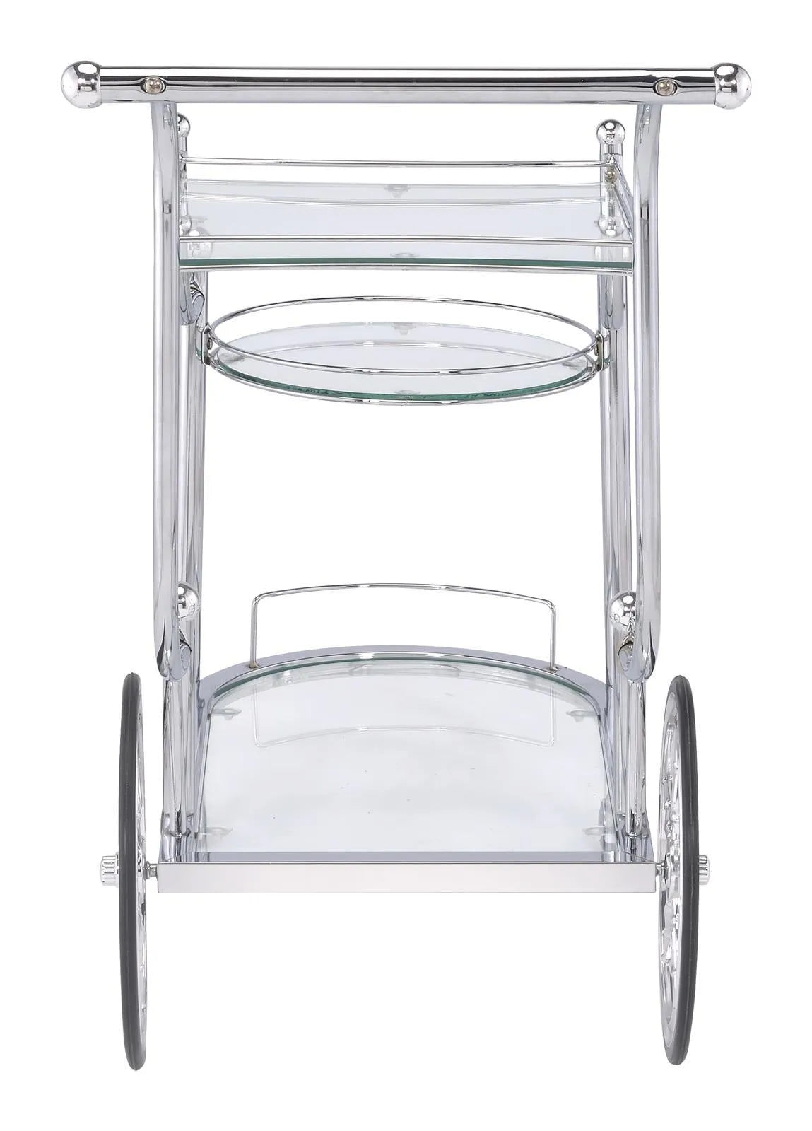 Sarandon Chrome and Clear 3-Tier Serving Cart by Coaster at Eve Furniture