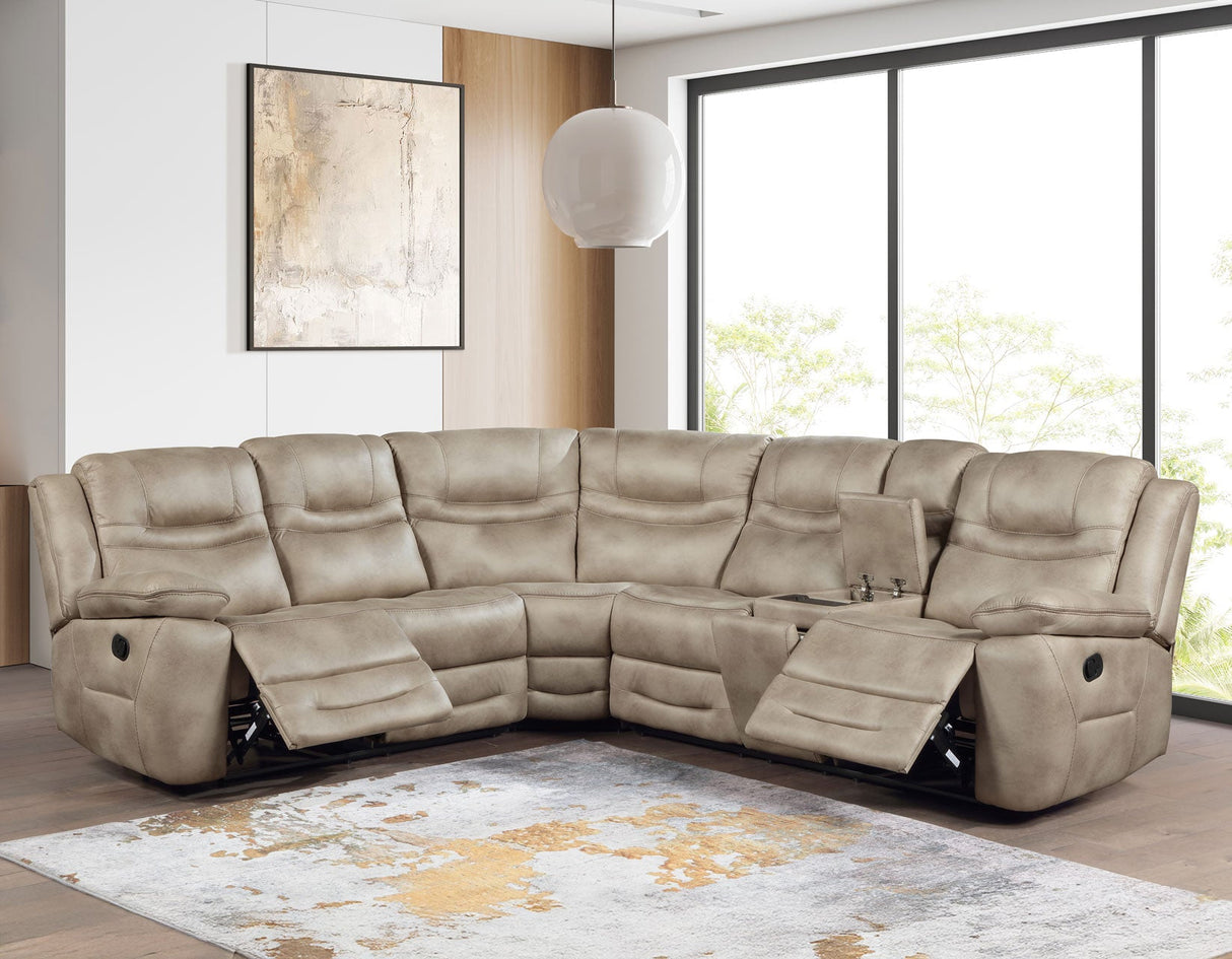 Shelton Brown 3-Piece Manual Reclining Sectional by Steve Silver at Eve Furniture