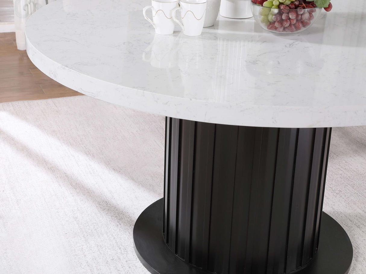 Sherry Rustic Espresso/White Round Dining Table by Coaster at Eve Furniture