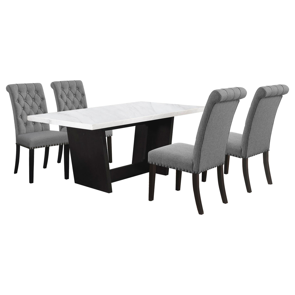 Sherry Gray 5-Piece Rectangular Marble Top Dining Table Set by Coaster at Eve Furniture