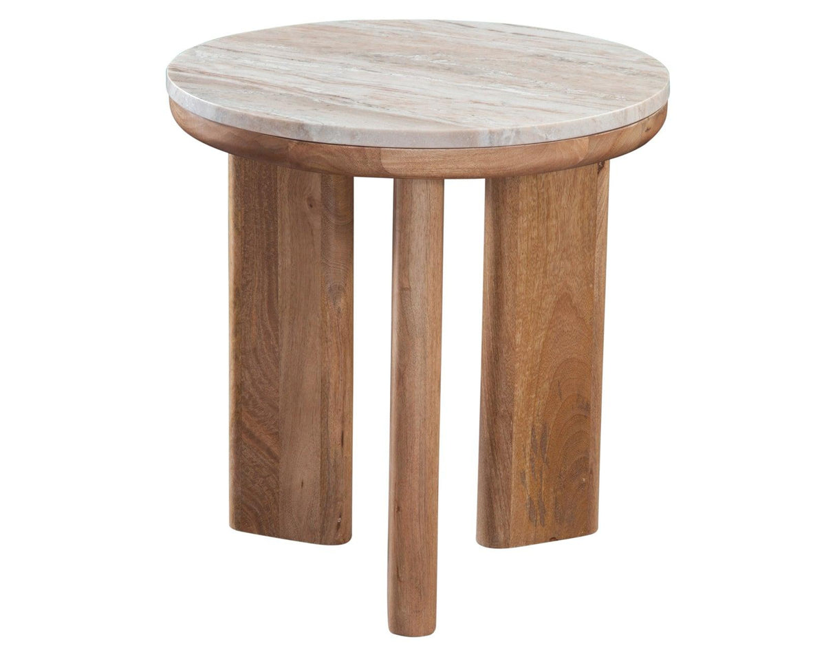 Sidney 22″ Round Toronto Brown Marble Top End Table by Steve Silver at Eve Furniture
