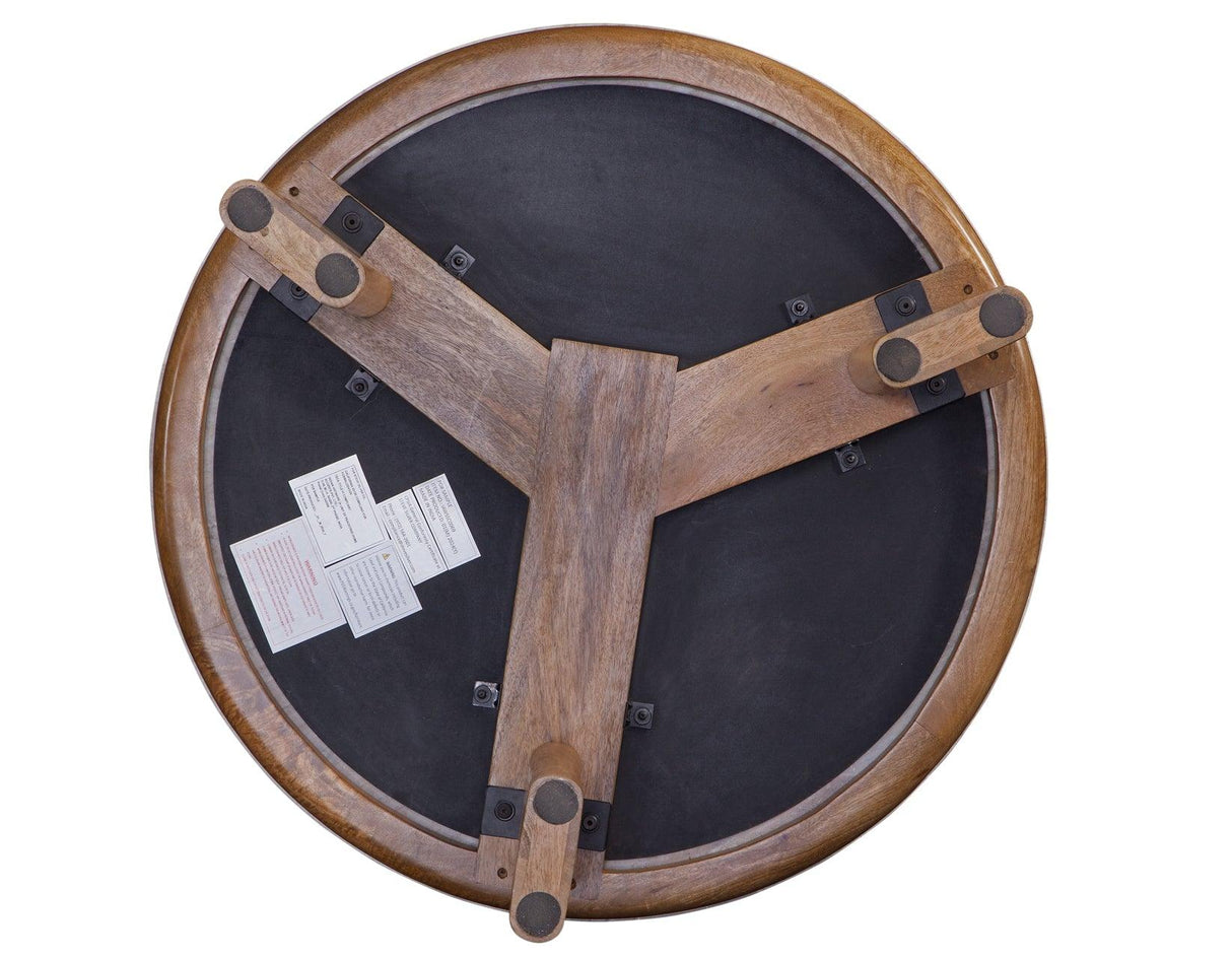 Sidney 36″ Round Brown Marble Top Coffee Table by Steve Silver at Eve Furniture