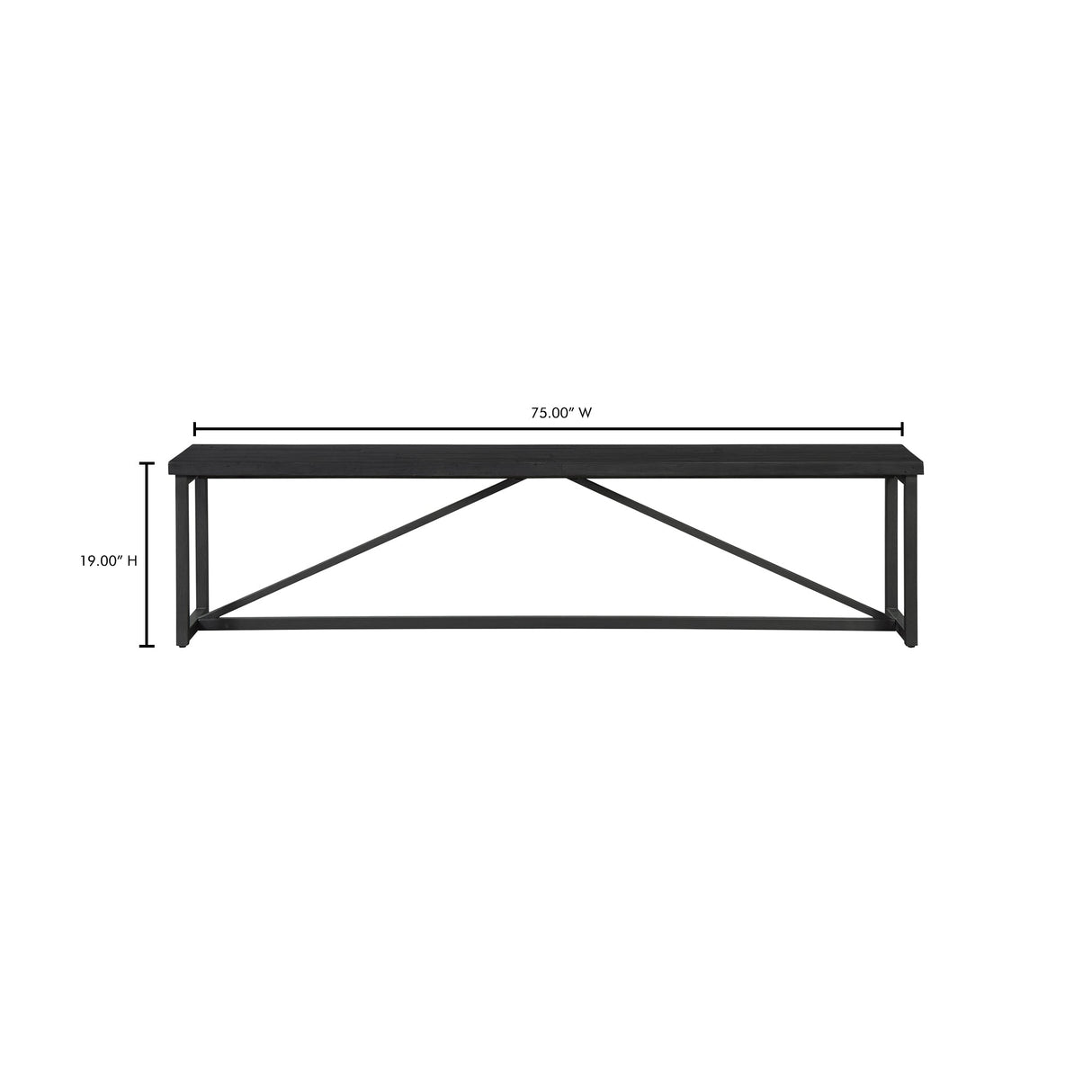 Sierra Black Bench by Moe's Home at Eve Furniture