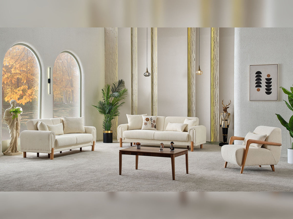 Soho 4-pieces (2 Sofa & 2 Chair) Livingroom Set Cream - Clearance