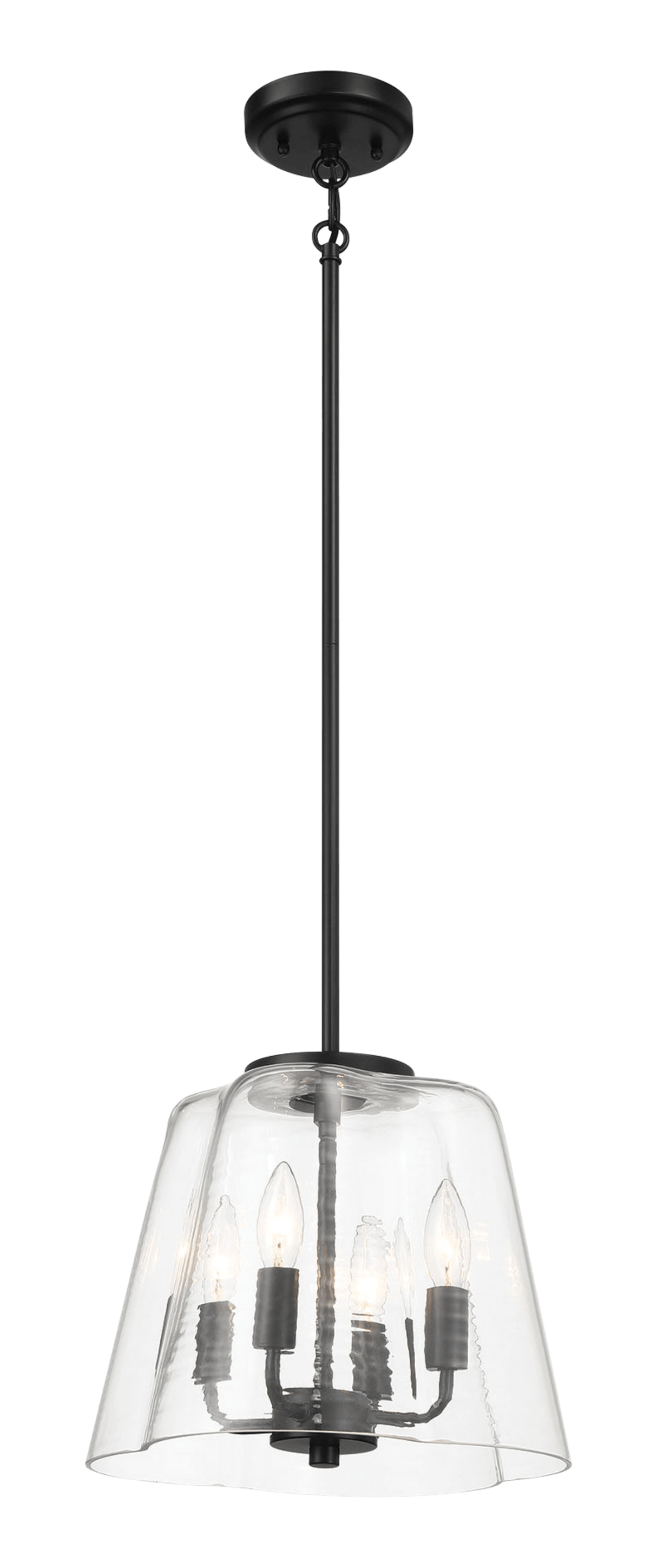 Soiree Four Candle Lights Pendant With Clear Glass - Black Finish by Ashcroft Imports at Eve Furniture