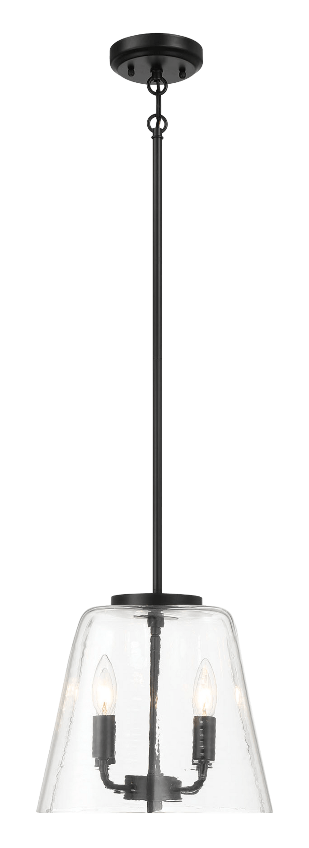 Soiree Four Candle Lights Pendant With Clear Glass - Black Finish by Ashcroft Imports at Eve Furniture