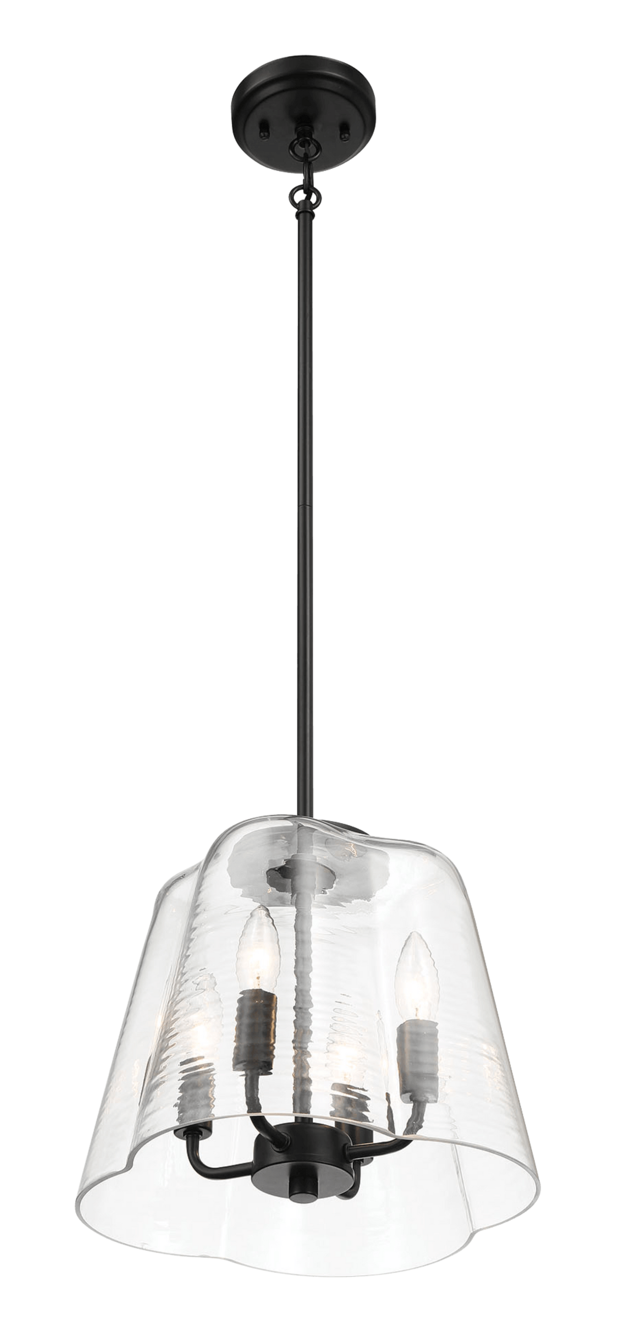 Soiree Four Candle Lights Pendant With Clear Glass - Black Finish by Ashcroft Imports at Eve Furniture