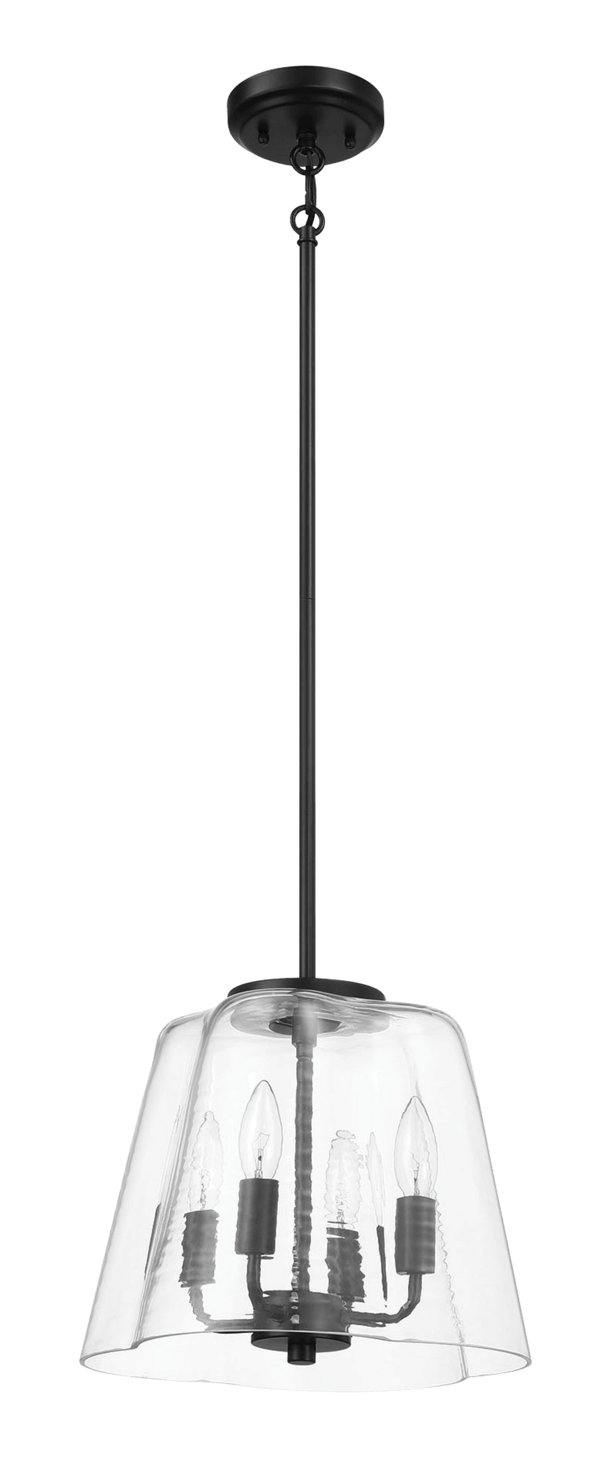 Soiree Four Candle Lights Pendant With Clear Glass - Black Finish by Ashcroft Imports at Eve Furniture