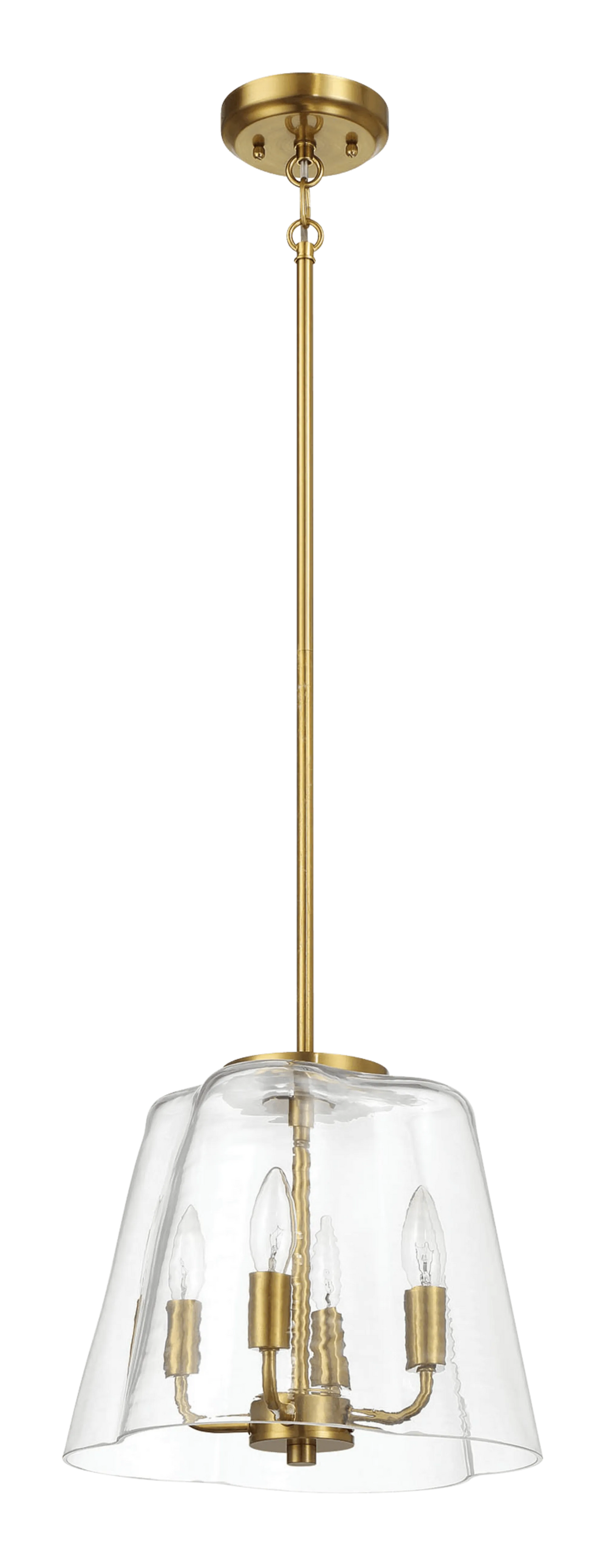 Soiree Four Candle Lights Pendant With Clear Glass - Satin Brass by Ashcroft Furniture at Eve Furniture