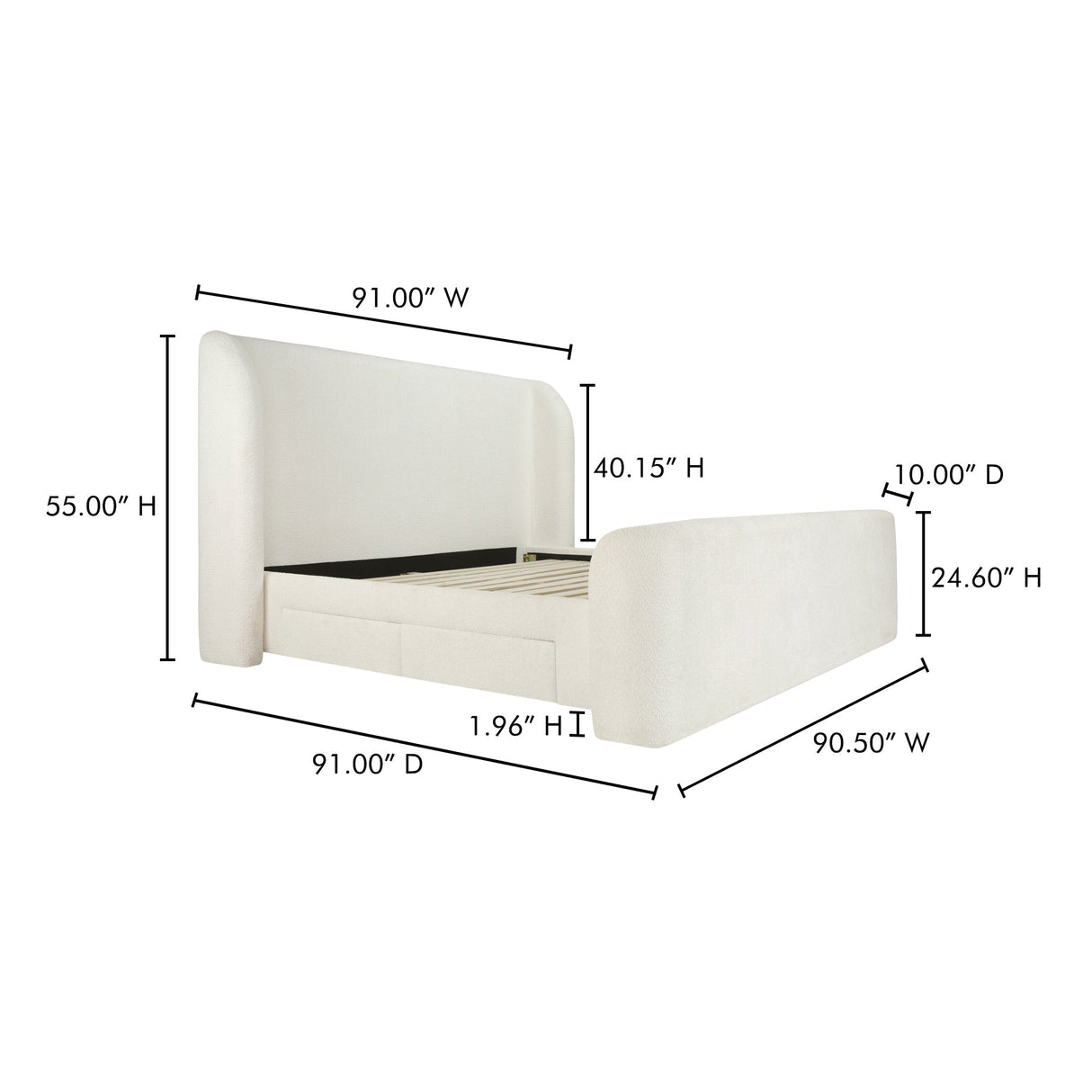Sophia Cream King Storage Bed by Moe's Home at Eve Furniture