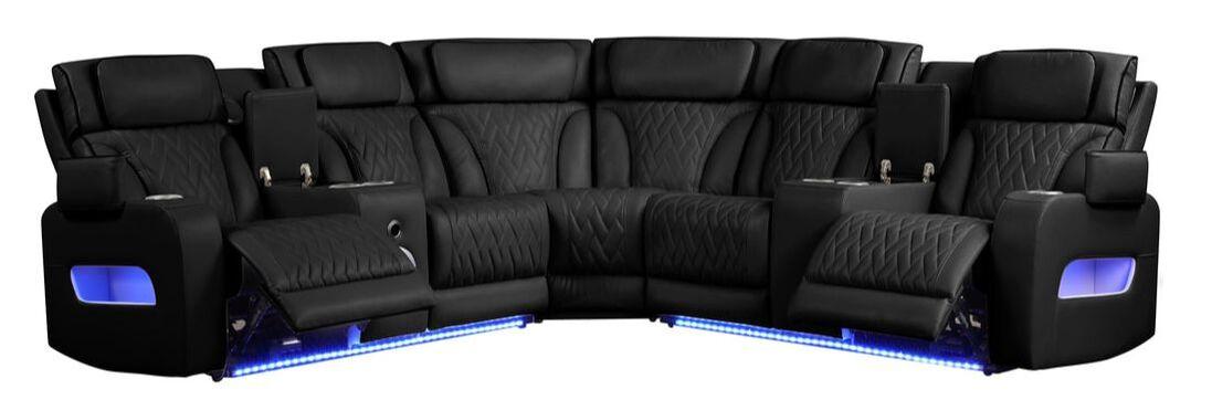 Spain Black Power (Power Headrests) Reclining Sectional by Happy Homes at Eve Furniture