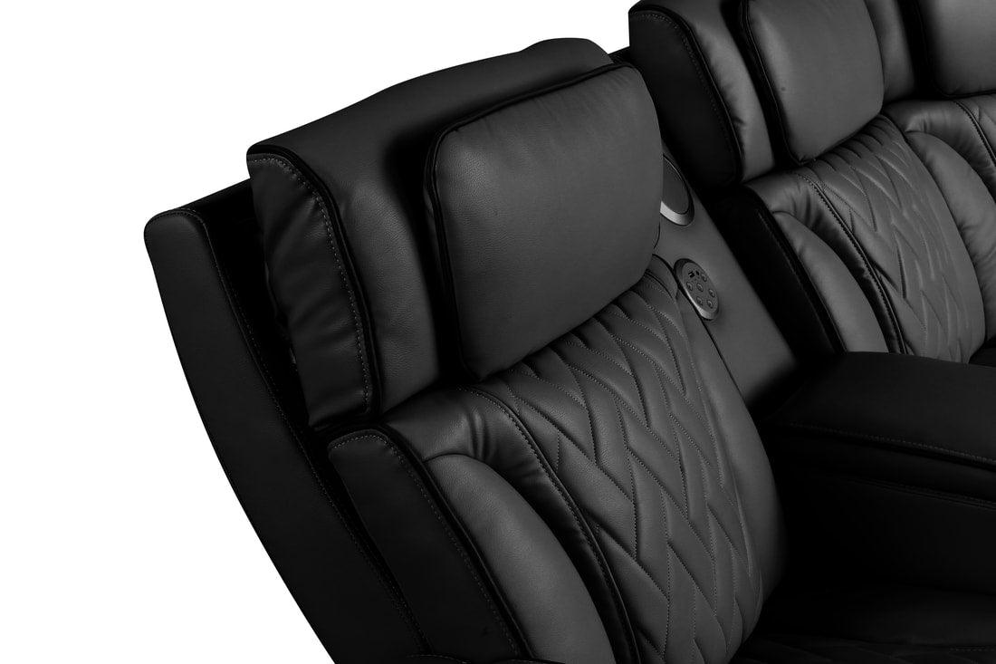 Spain Black Power (Power Headrests) Reclining Sectional by Happy Homes at Eve Furniture
