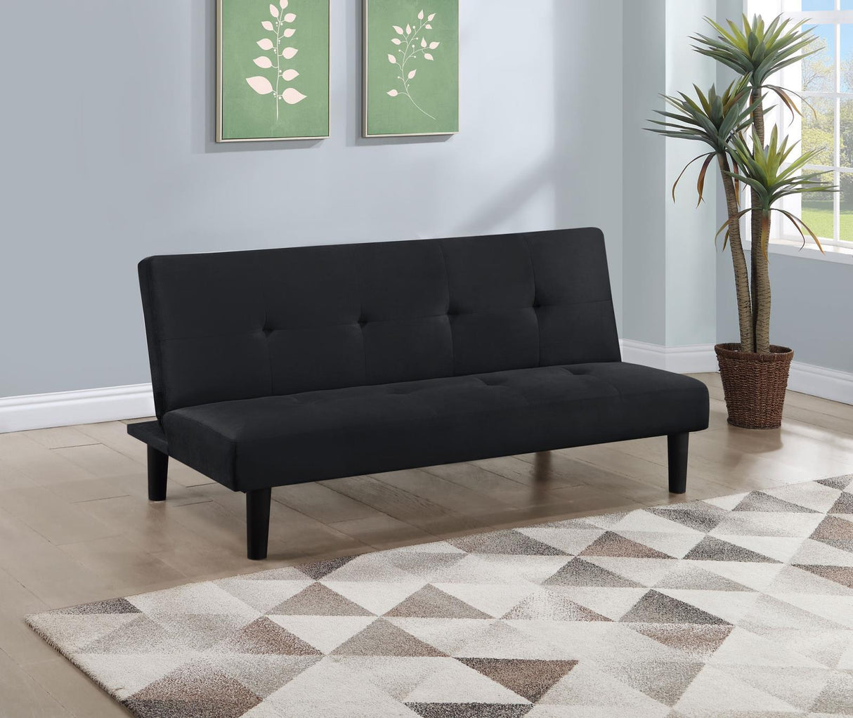 Stanford Multipurpose Black Upholstered Tufted Convertible Sofa Bed by Coaster at Eve Furniture