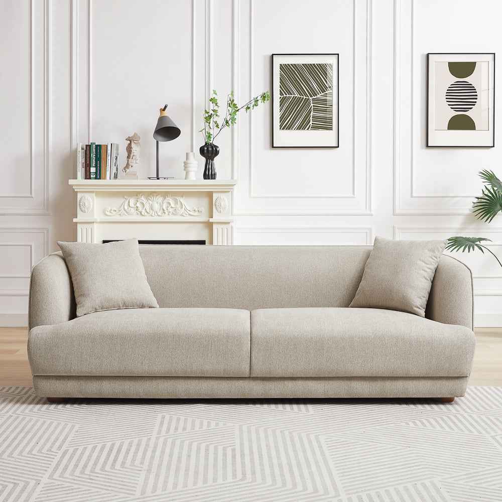 Stanmer Living Room Luxury Fabric Linen Couch in Cream