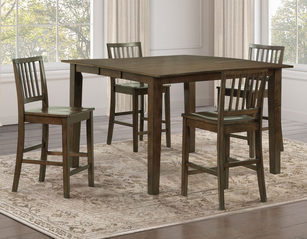 Joplin Walnut Finish 5-Piece Counter Height Set
