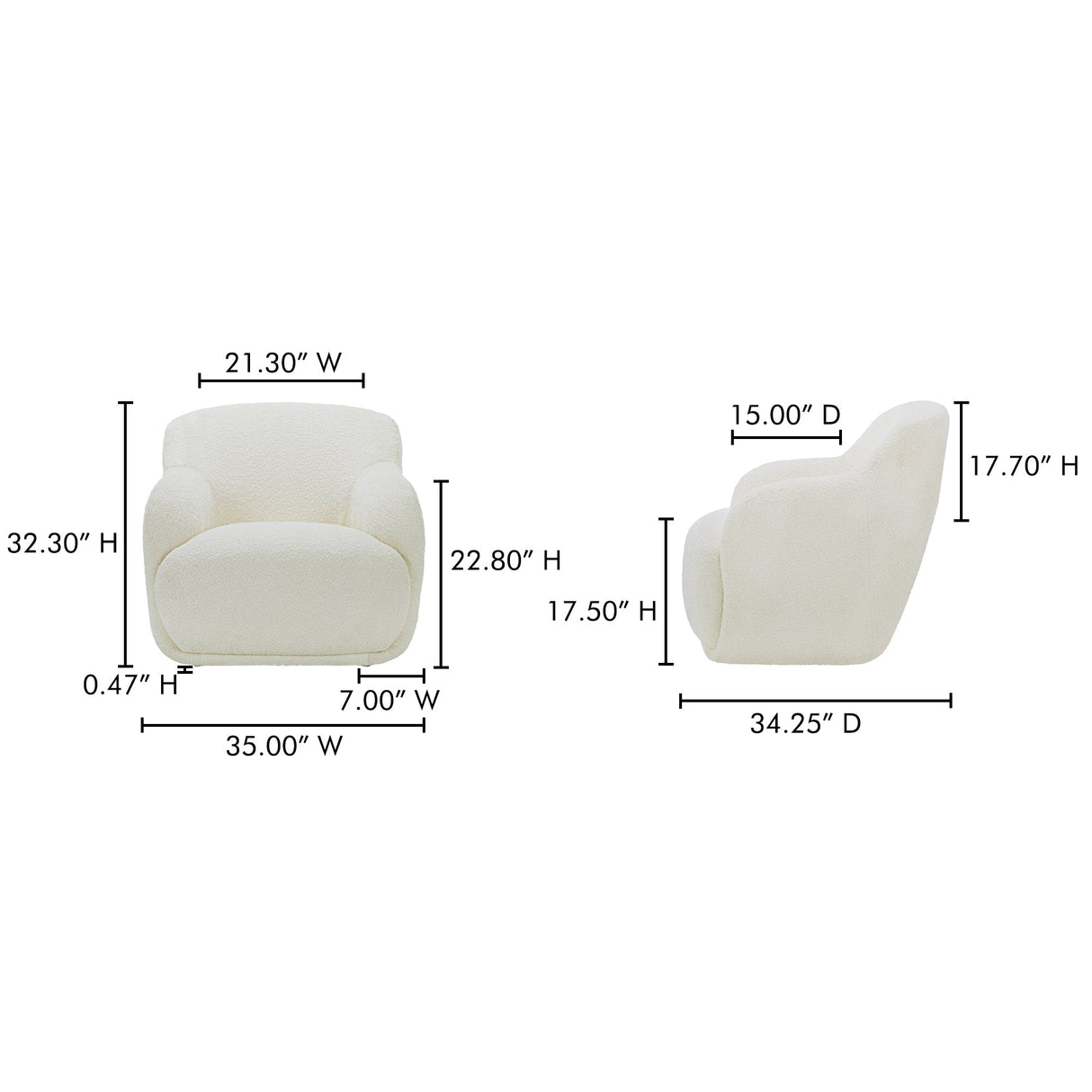 Stevie Cream Lounge Chair by Moe's Home at Eve Furniture