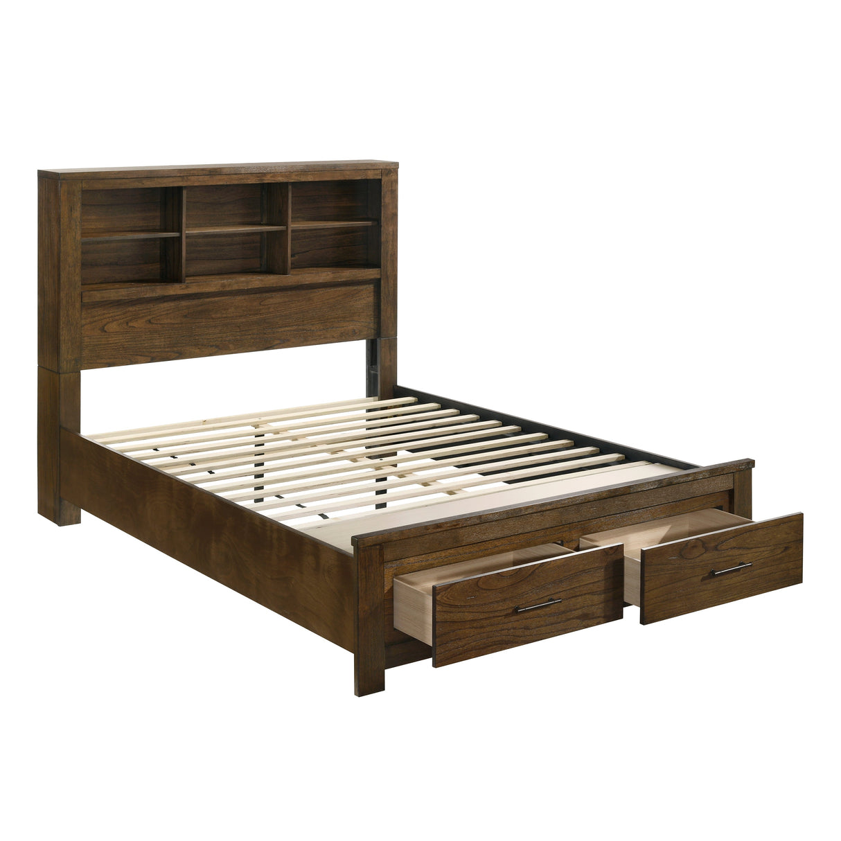 Sullivan Brown Queen Bookcase Storage Platform Bed by Homelegance at Eve Furniture