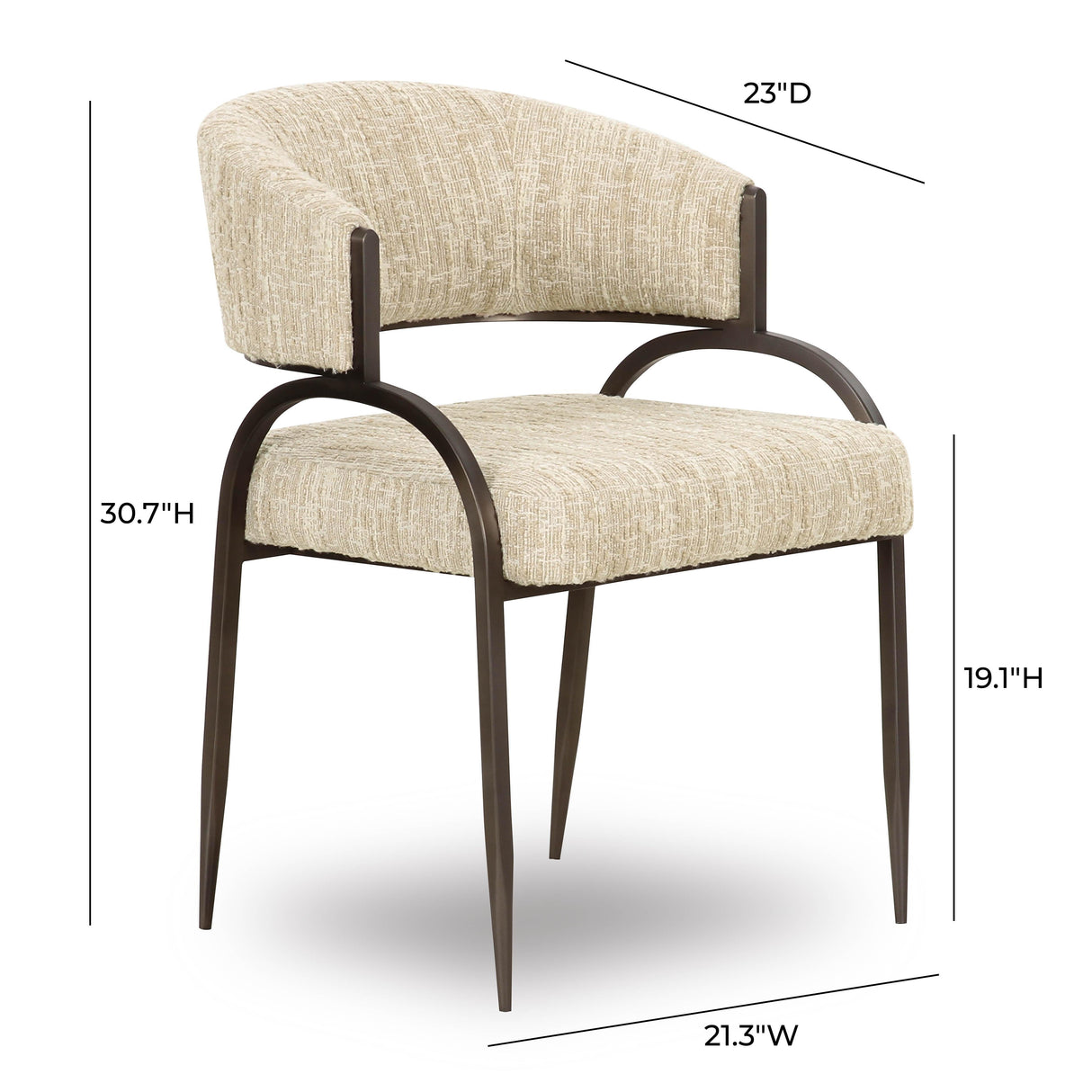 Tatum Taupe Textured Performance Boucle Dining Chair by TOV Furniture at Eve Furniture