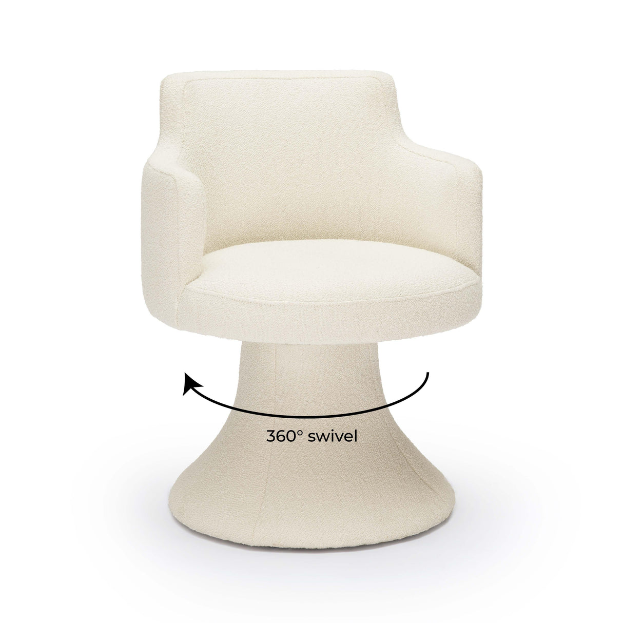 Jeffree Cream Performance Boucle Swivel Dining Chair by TOV Furniture at Eve Furniture