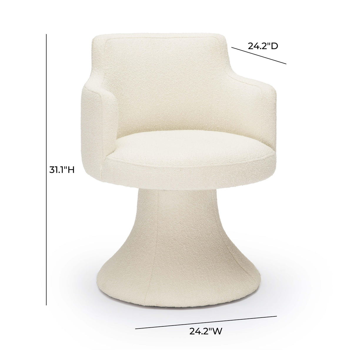Jeffree Cream Performance Boucle Swivel Dining Chair by TOV Furniture at Eve Furniture