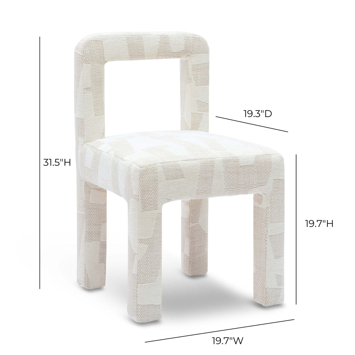 Hazel Cream Patterned Jacquard Dining Chair by TOV Furniture at Eve Furniture