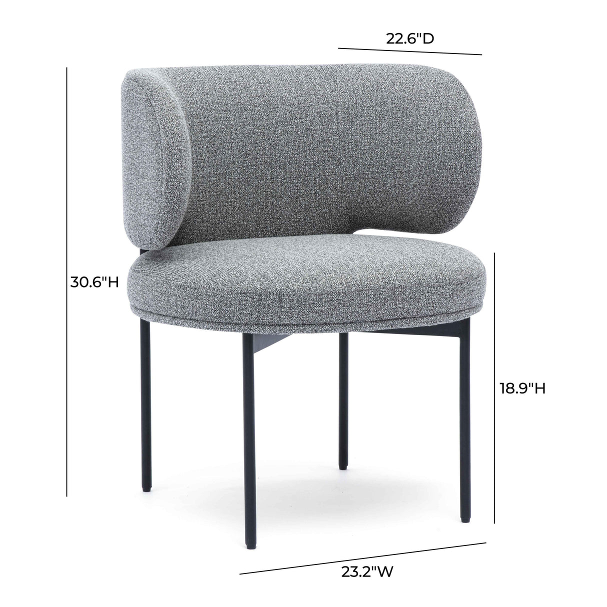 Maureen Speckled Grey Performance Boucle Dining Chair by TOV Furniture at Eve Furniture
