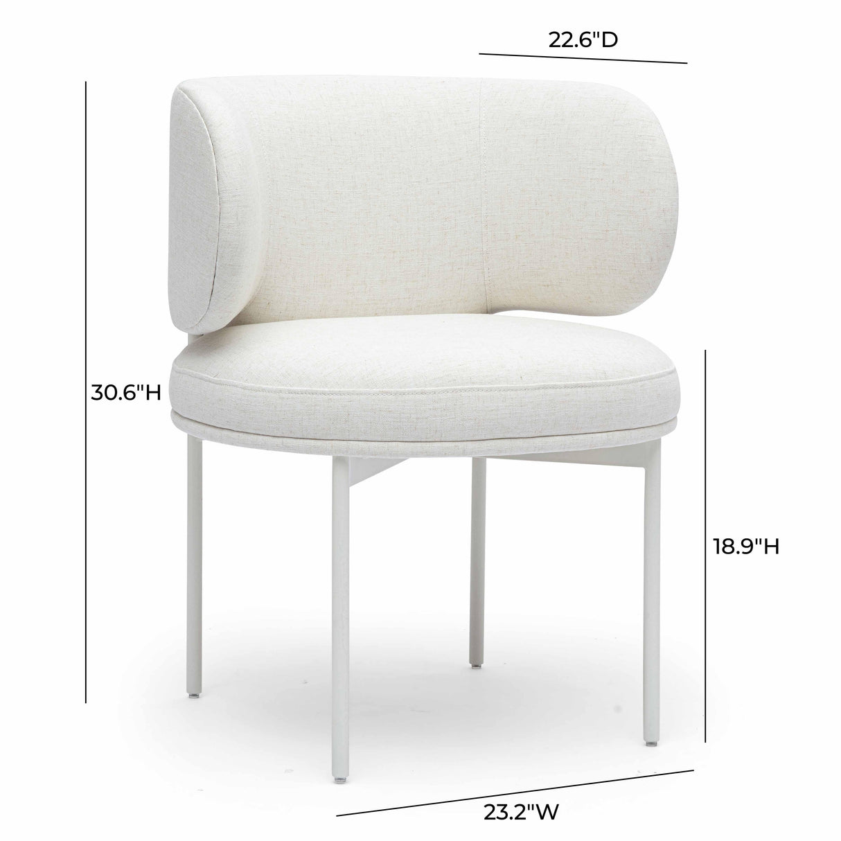 Maureen Cream Performance Upcycled Linen Dining Chair by TOV Furniture at Eve Furniture