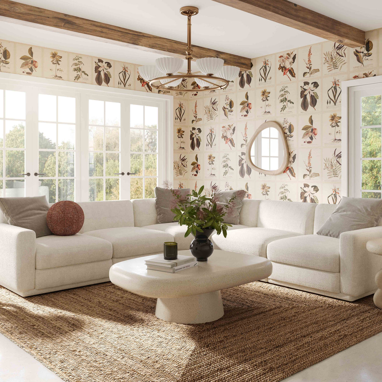 Perry 8-Piece Cream Chenille Modular Large U-Sectional by TOV Furniture at Eve Furniture