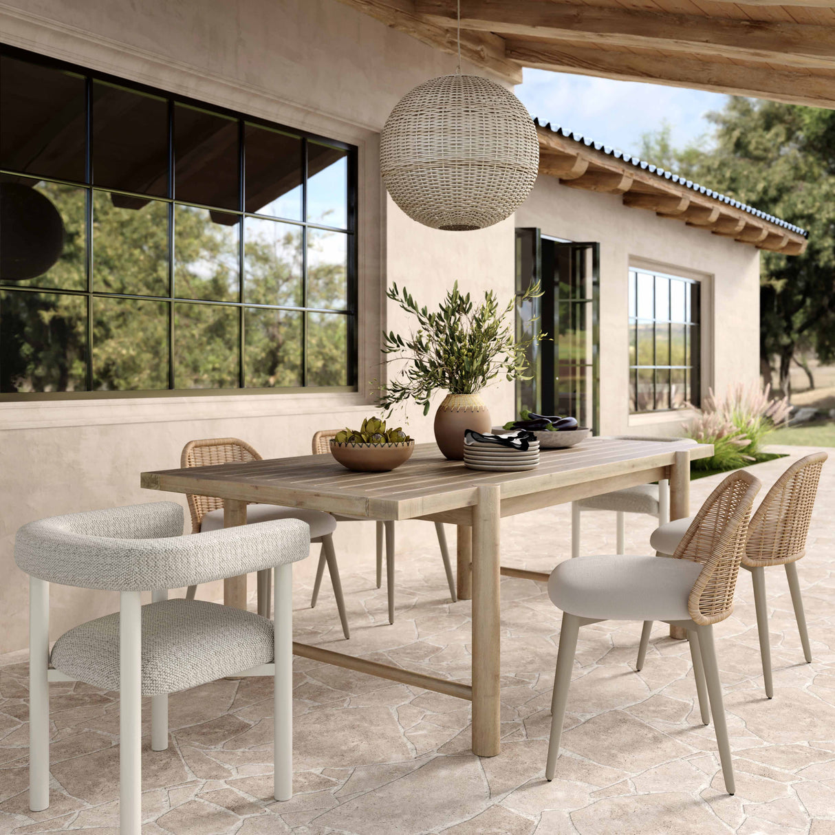Jackie Cream Outdoor Textured Dining Chair by TOV Furniture at Eve Furniture