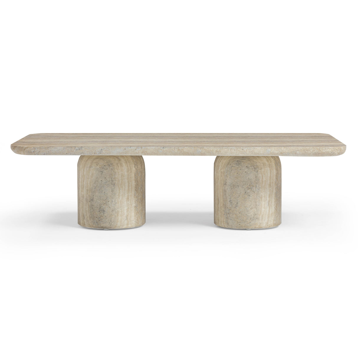 Tyche 55" Faux Travertine Indoor/Outdoor Concrete Rectangular Coffee Table by TOV Furniture at Eve Furniture
