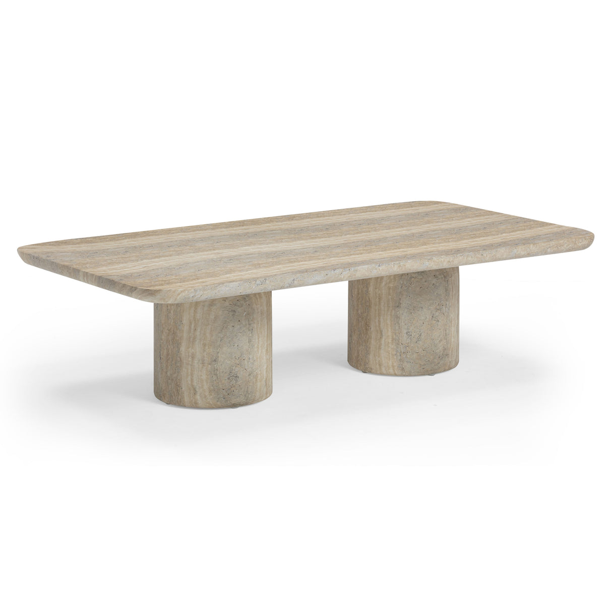 Tyche 55" Faux Travertine Indoor/Outdoor Concrete Rectangular Coffee Table by TOV Furniture at Eve Furniture