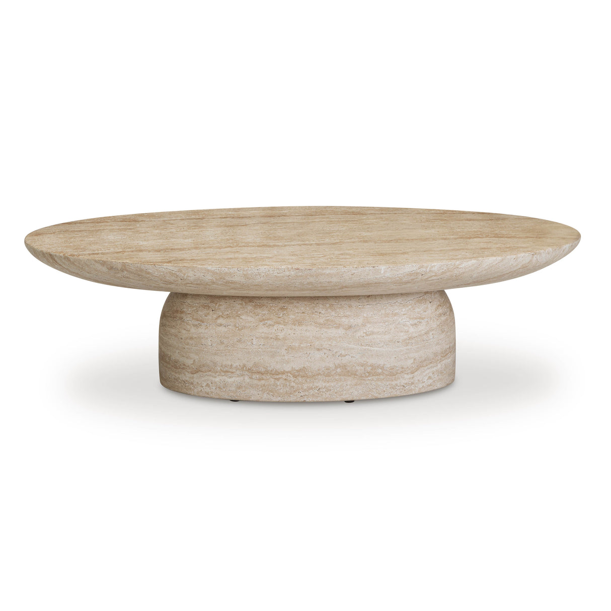 Sonia 51" Faux Travertine Indoor/Outdoor Concrete Coffee Table by TOV Furniture at Eve Furniture