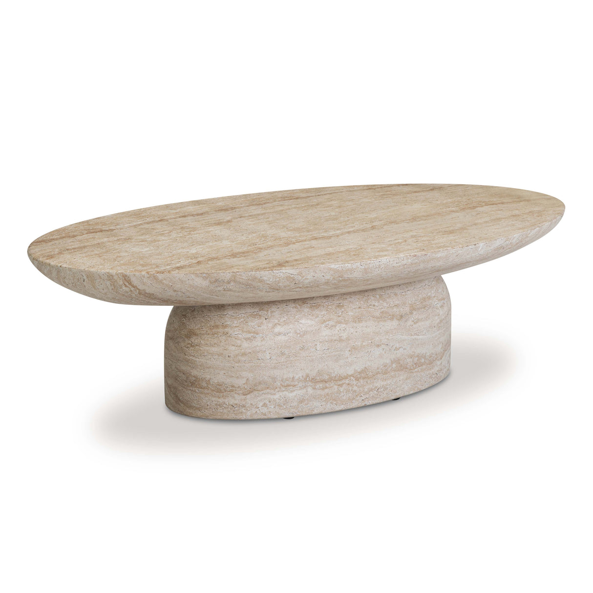 Sonia 51" Faux Travertine Indoor/Outdoor Concrete Coffee Table by TOV Furniture at Eve Furniture