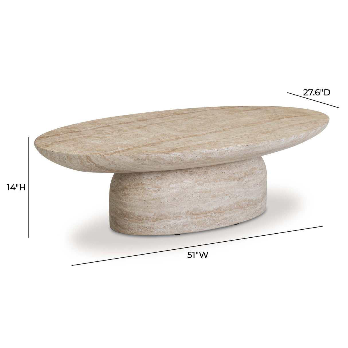 Sonia 51" Faux Travertine Indoor/Outdoor Concrete Coffee Table by TOV Furniture at Eve Furniture