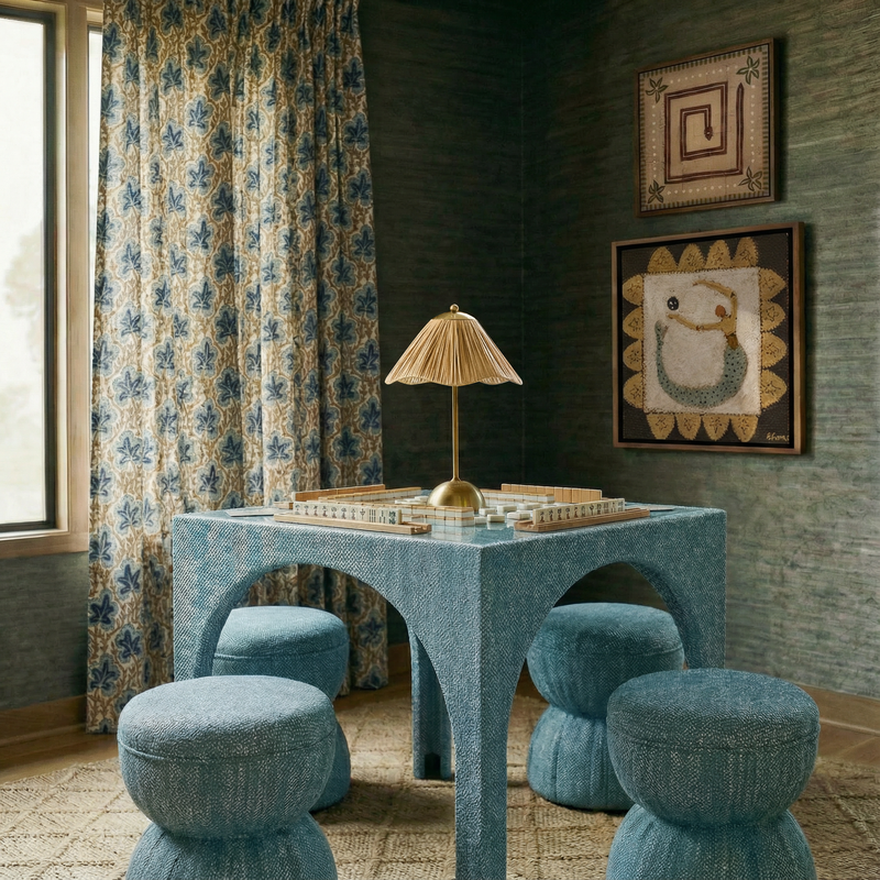 Tomlin Ruched Performance Fabric Game Ottoman by TOV Furniture at Eve Furniture