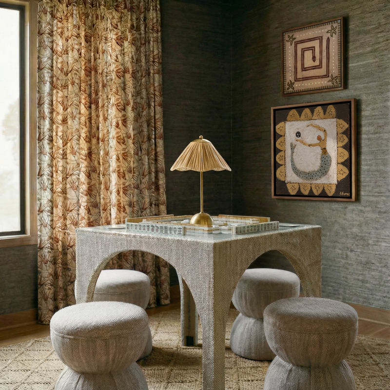 Tomlin Ruched Performance Fabric Game Ottoman by TOV Furniture at Eve Furniture