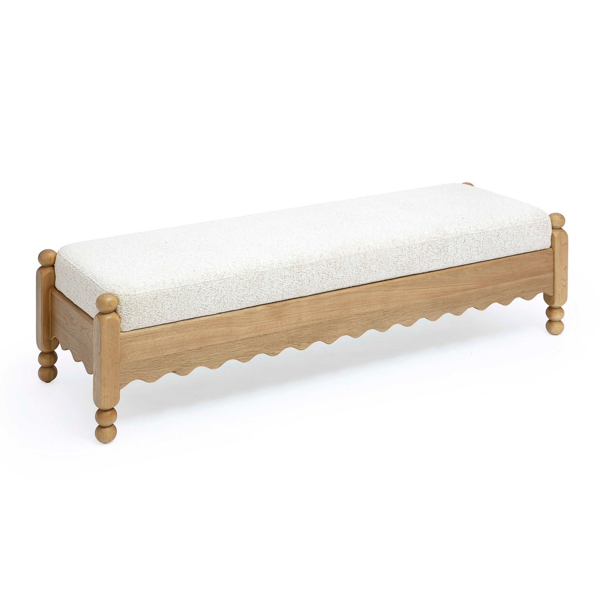 Thelma 56" Cream Performance Basketweave Bench by TOV Furniture at Eve Furniture