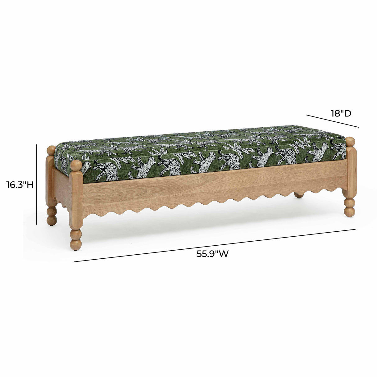 Thelma 56" Leopard Jacquard Bench by TOV Furniture at Eve Furniture