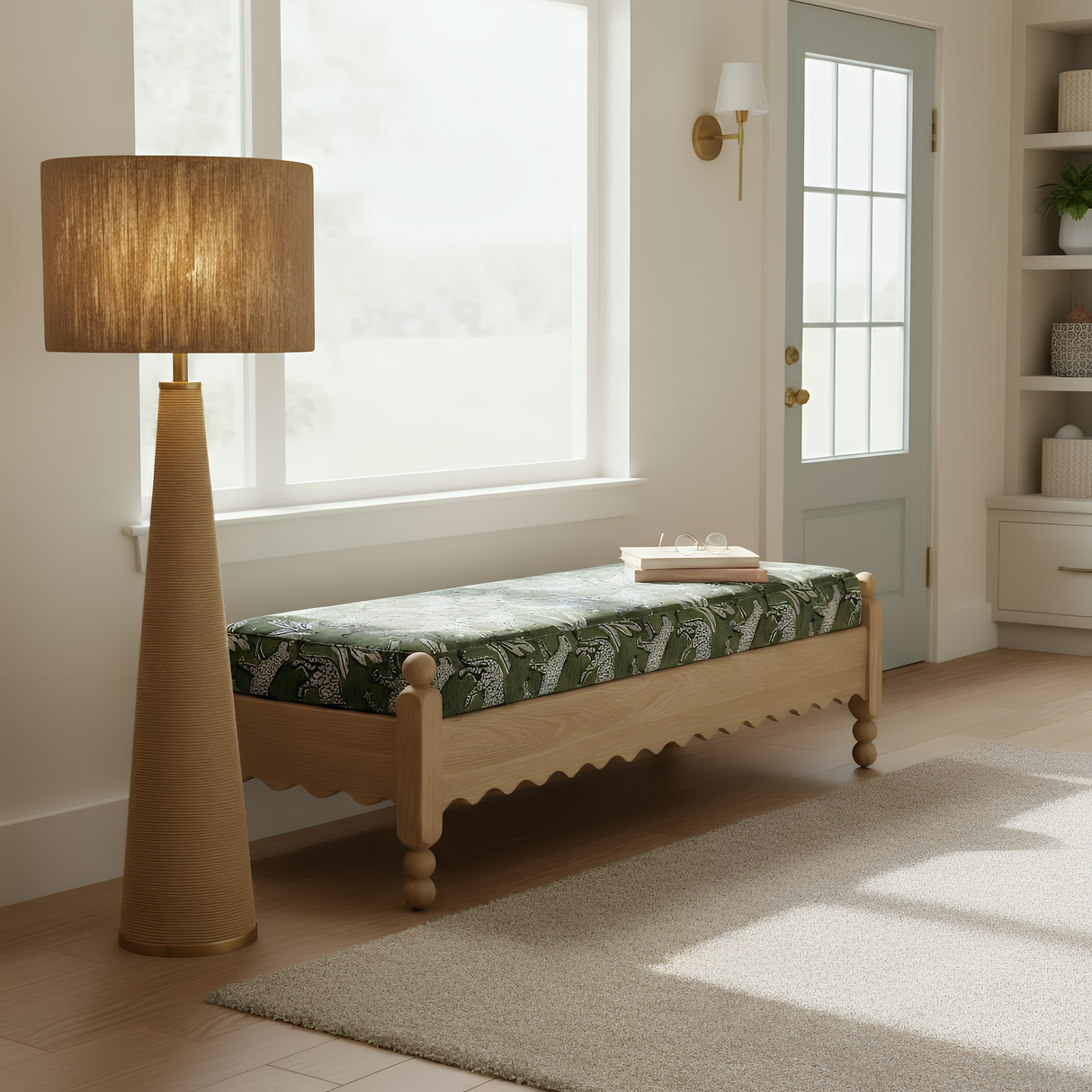 Thelma 56" Leopard Jacquard Bench by TOV Furniture at Eve Furniture