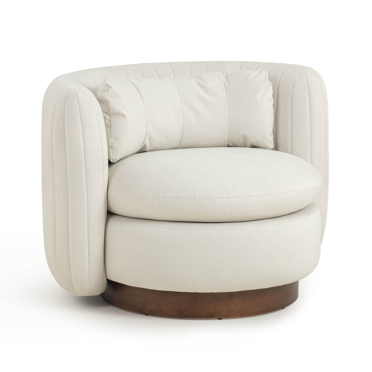 Nura Cream Vegan Mohair Swivel Accent Chair by TOV Furniture at Eve Furniture