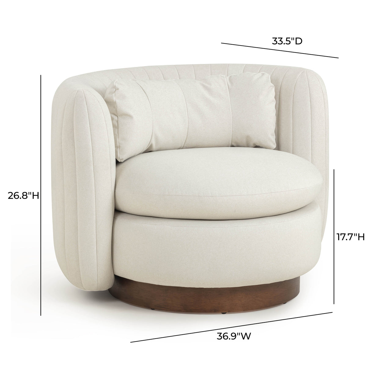 Nura Cream Vegan Mohair Swivel Accent Chair by TOV Furniture at Eve Furniture