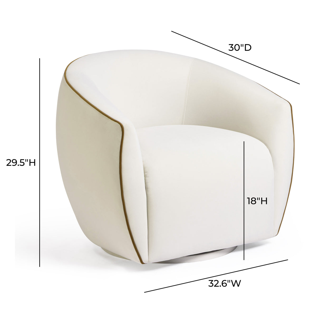 Jordan Contrast Piping Velvet Swivel Chair by TOV Furniture at Eve Furniture