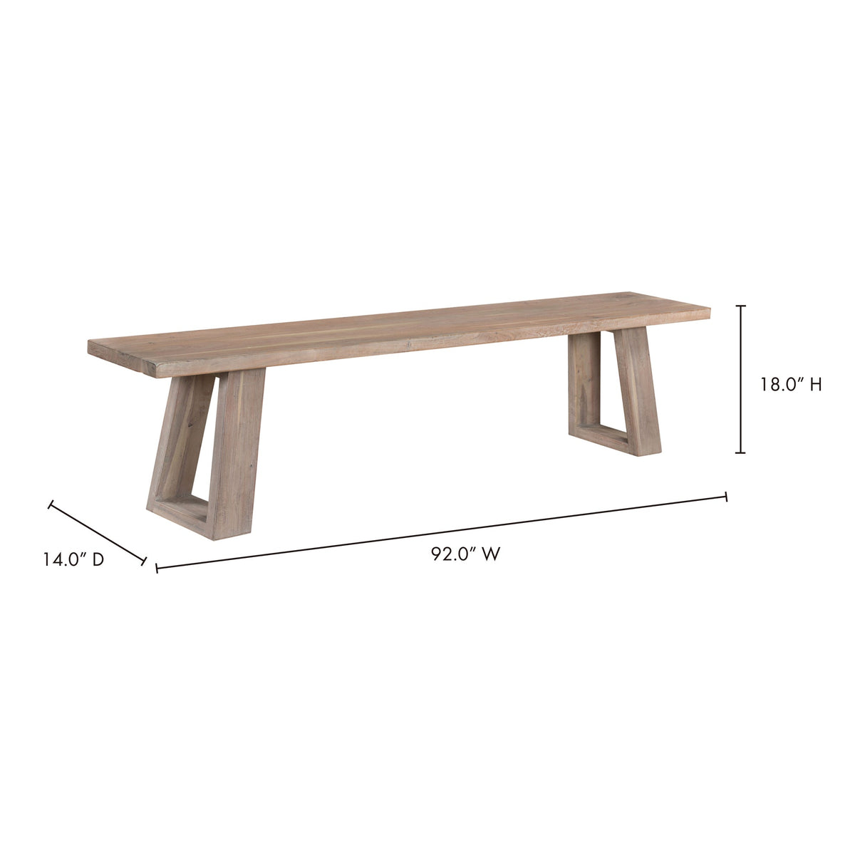 Tanya Grey Bench by Moe's Home at Eve Furniture