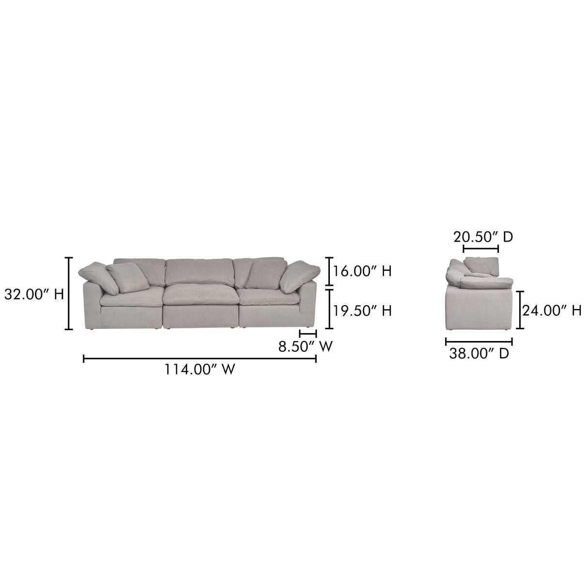 Terra Light Grey Modular Sofa by Moe's Home at Eve Furniture
