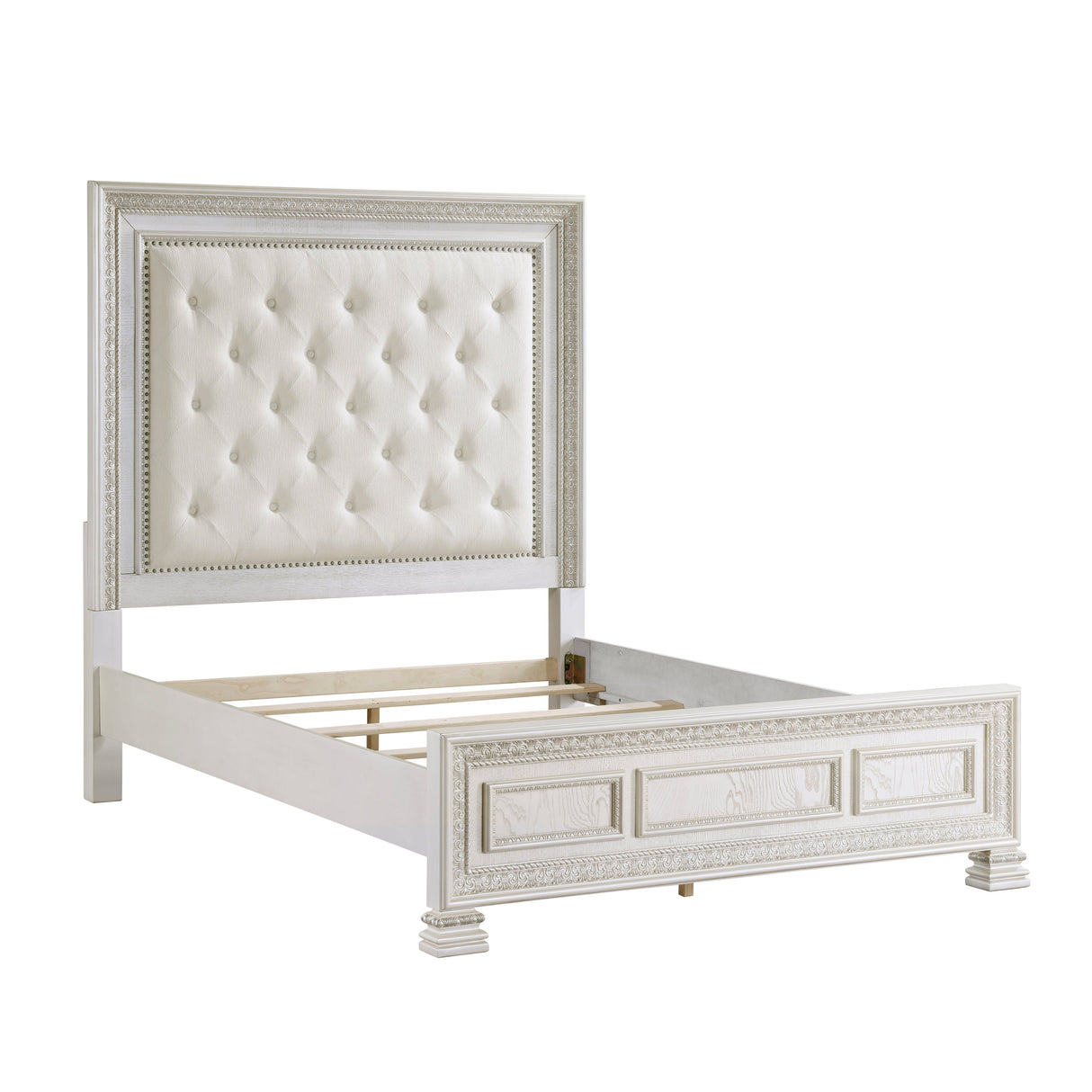 Theodora Pearl White Queen Panel Bed by Homelegance at Eve Furniture