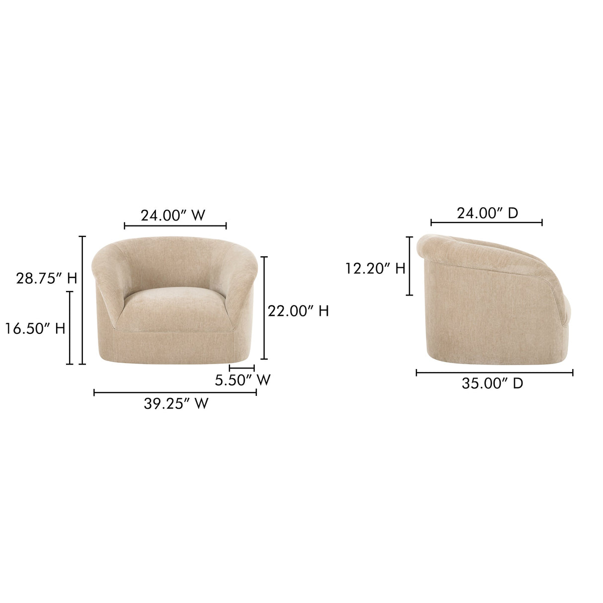 Thora Beige Lounge Chair by Moe's Home at Eve Furniture