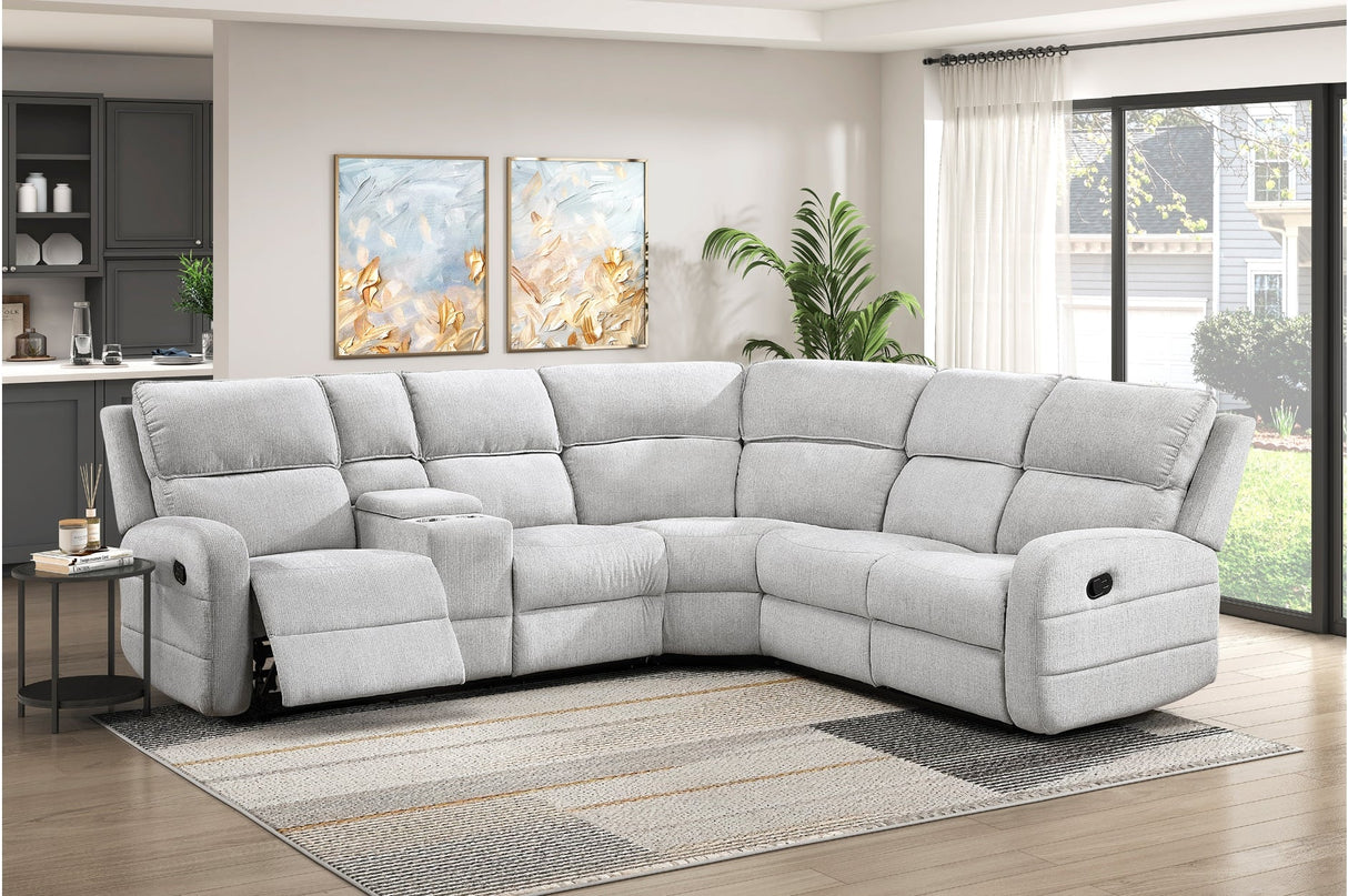 Thorne Gray 3-Piece Reclining Sectional with Left Console by Homelegance at Eve Furniture