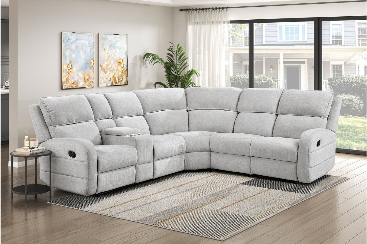 Thorne Gray 3-Piece Reclining Sectional with Left Console by Homelegance at Eve Furniture