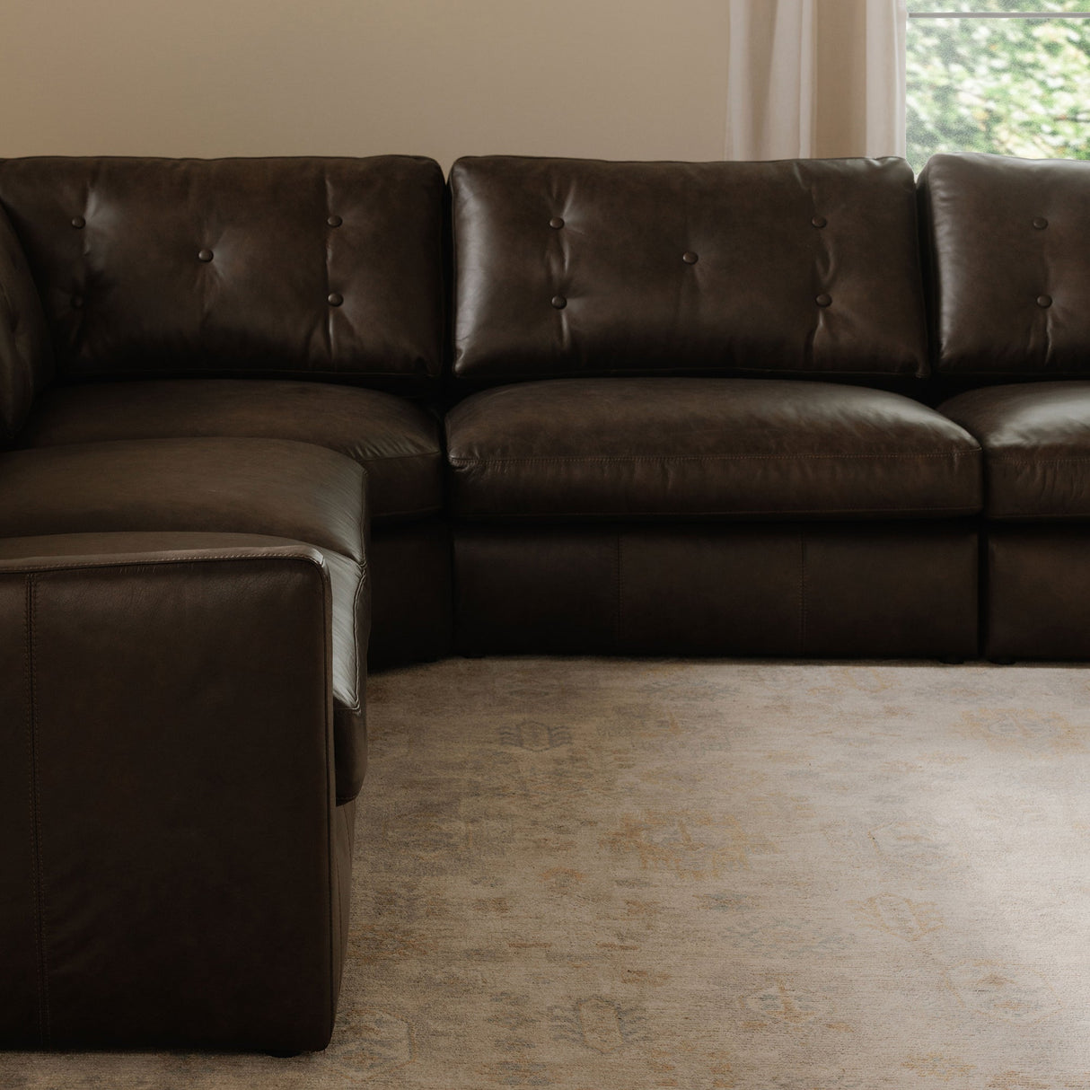 Thurlow Espresso Brown Leather Left Arm Facing Sofa by Moe's Home at Eve Furniture
